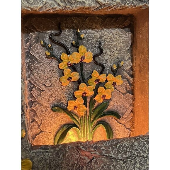 Vintage Slate Decorative Night Wall Lamp Standing Floral Butterfly Design 11” - Picture 4 of 12